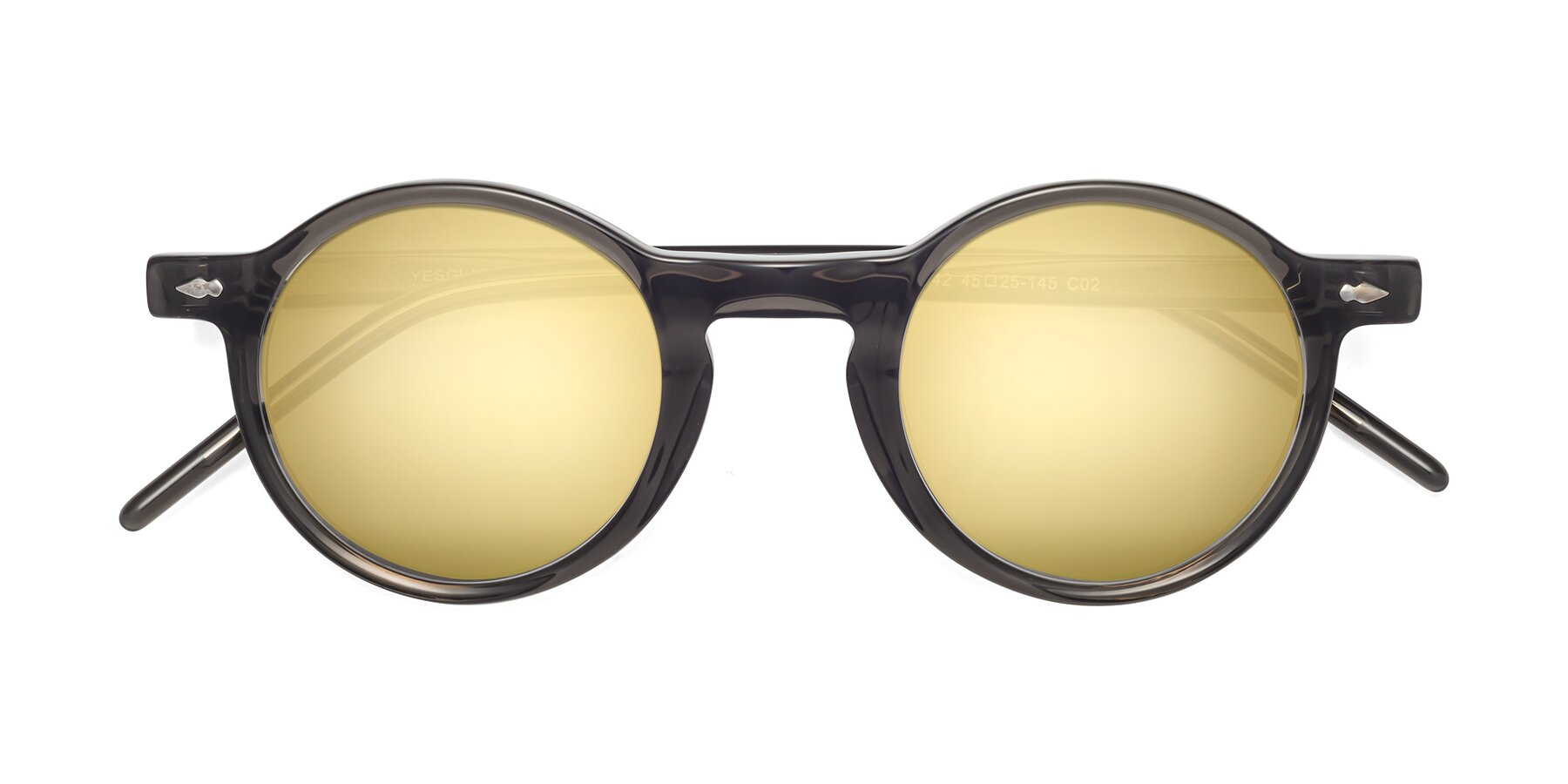 Folded Front of 1542 in Gray with Gold Mirrored Lenses