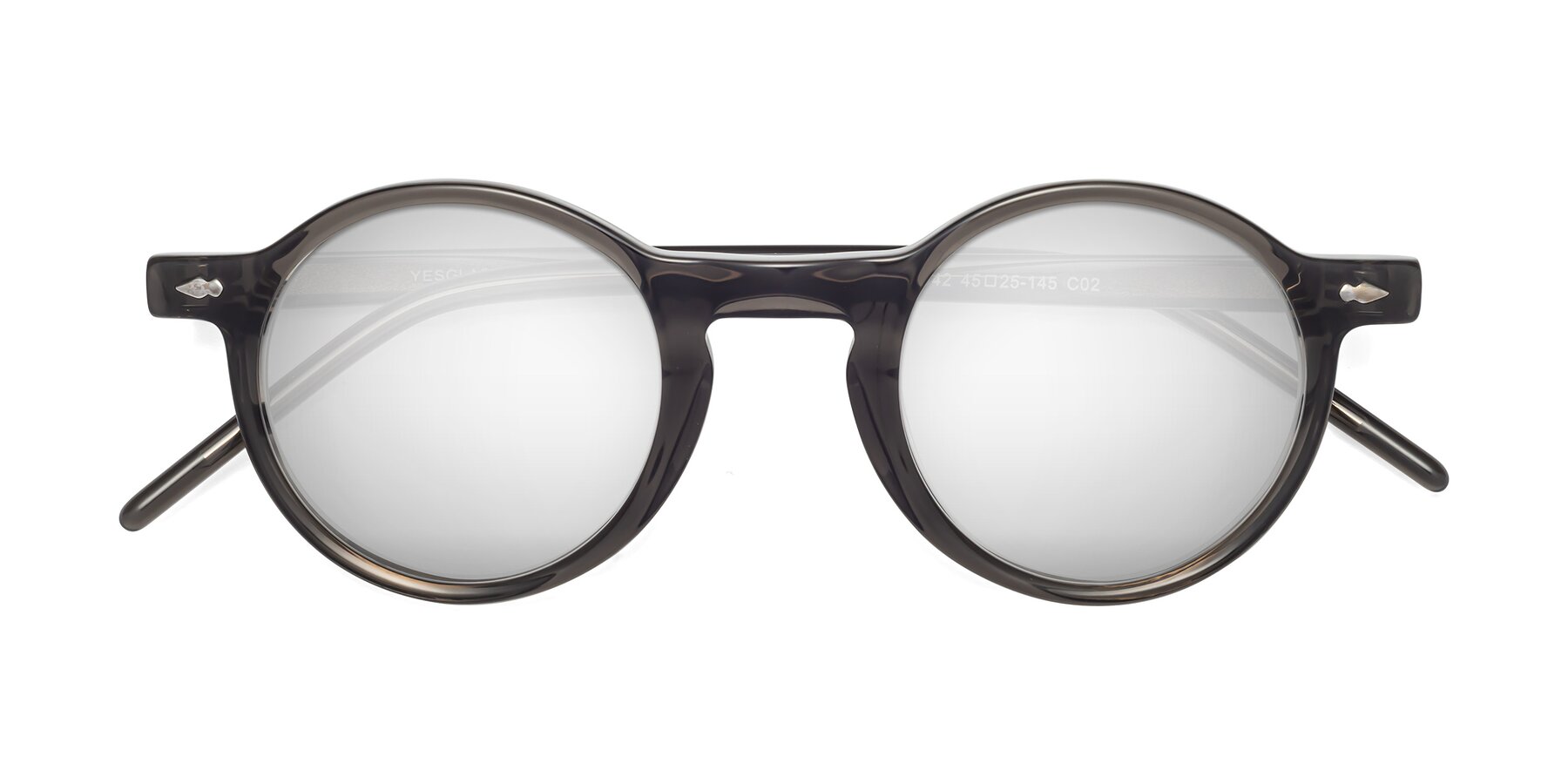 Folded Front of 1542 in Gray with Silver Mirrored Lenses