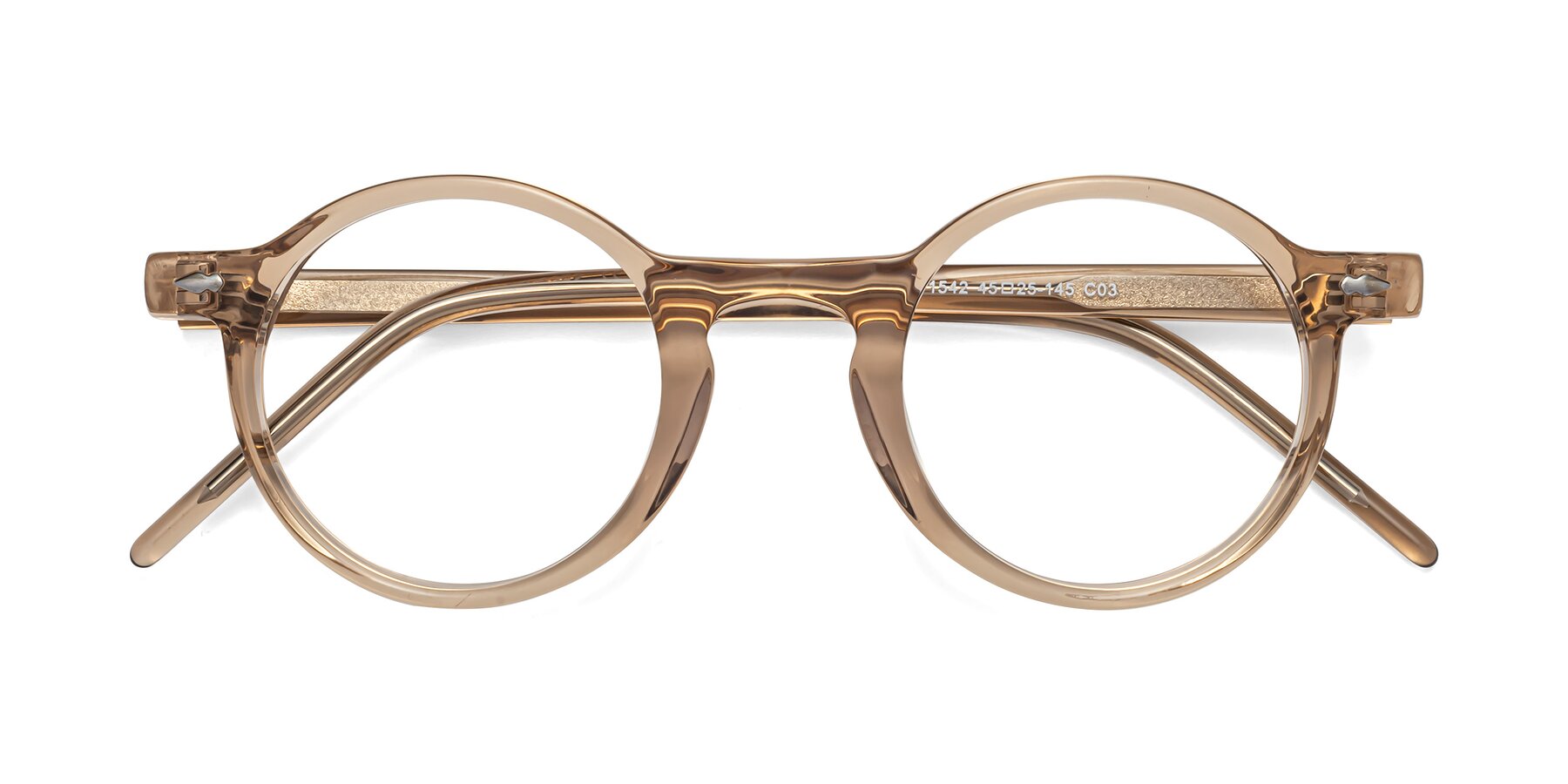 Folded Front of 1542 in Caramel with Clear Reading Eyeglass Lenses