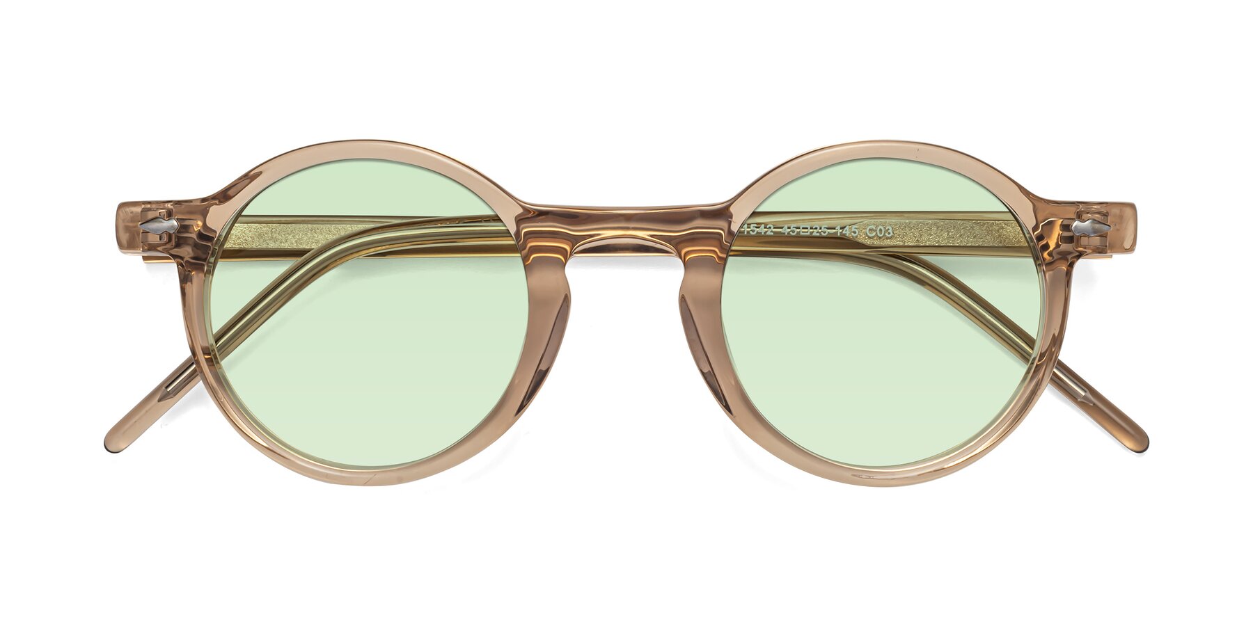 Folded Front of 1542 in Caramel with Light Green Tinted Lenses