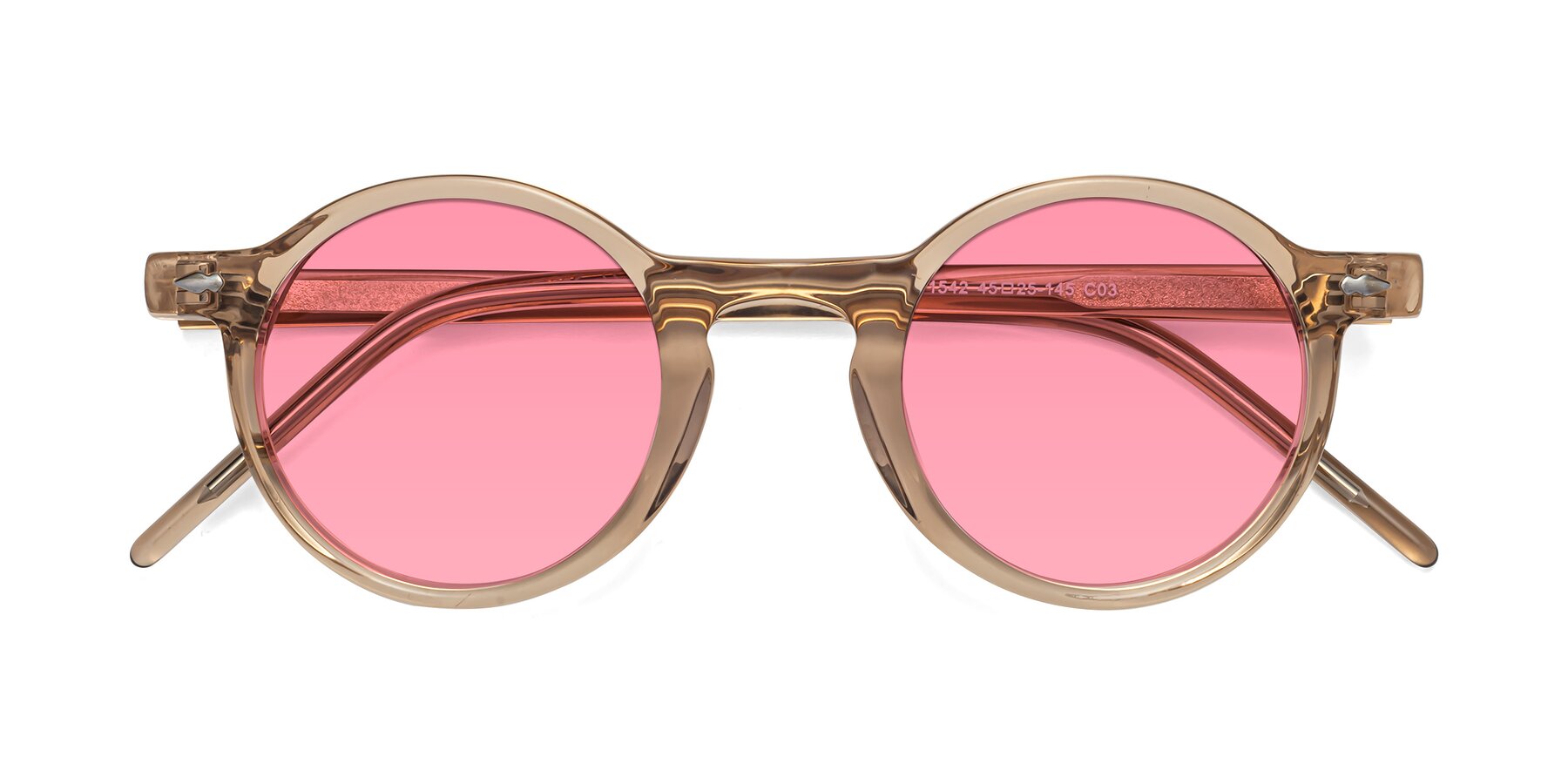 Folded Front of 1542 in Caramel with Pink Tinted Lenses