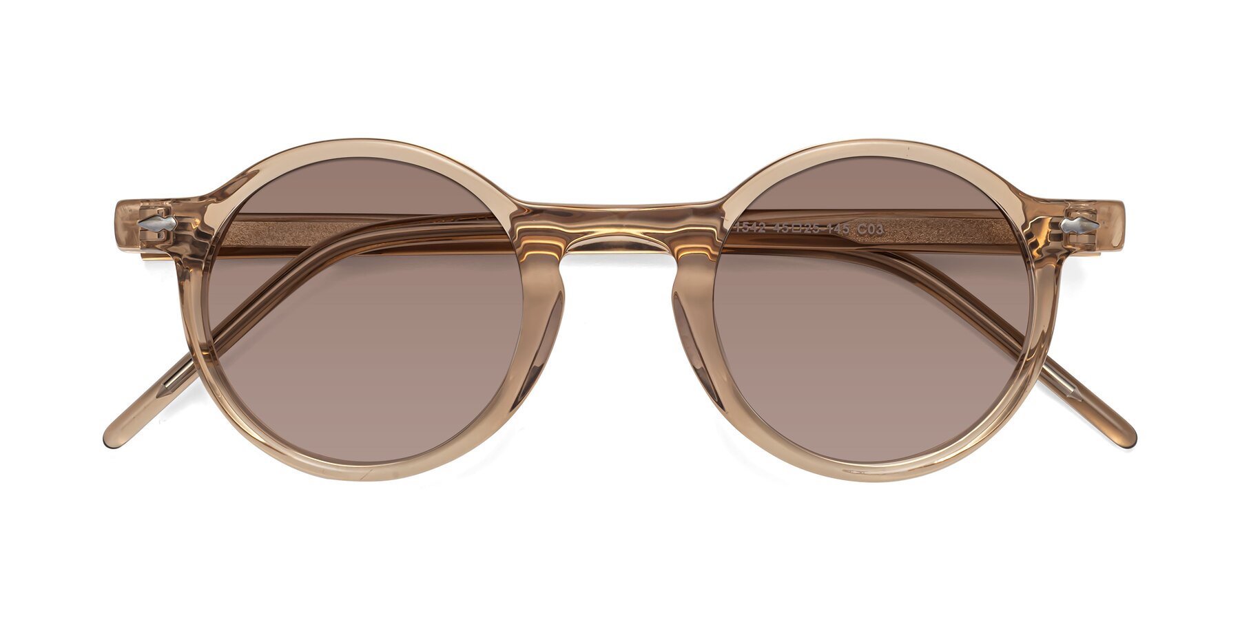 Folded Front of 1542 in Caramel with Medium Brown Tinted Lenses