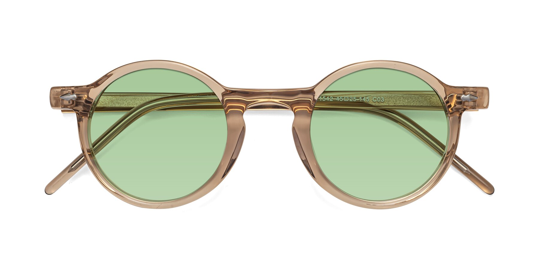 Folded Front of 1542 in Caramel with Medium Green Tinted Lenses