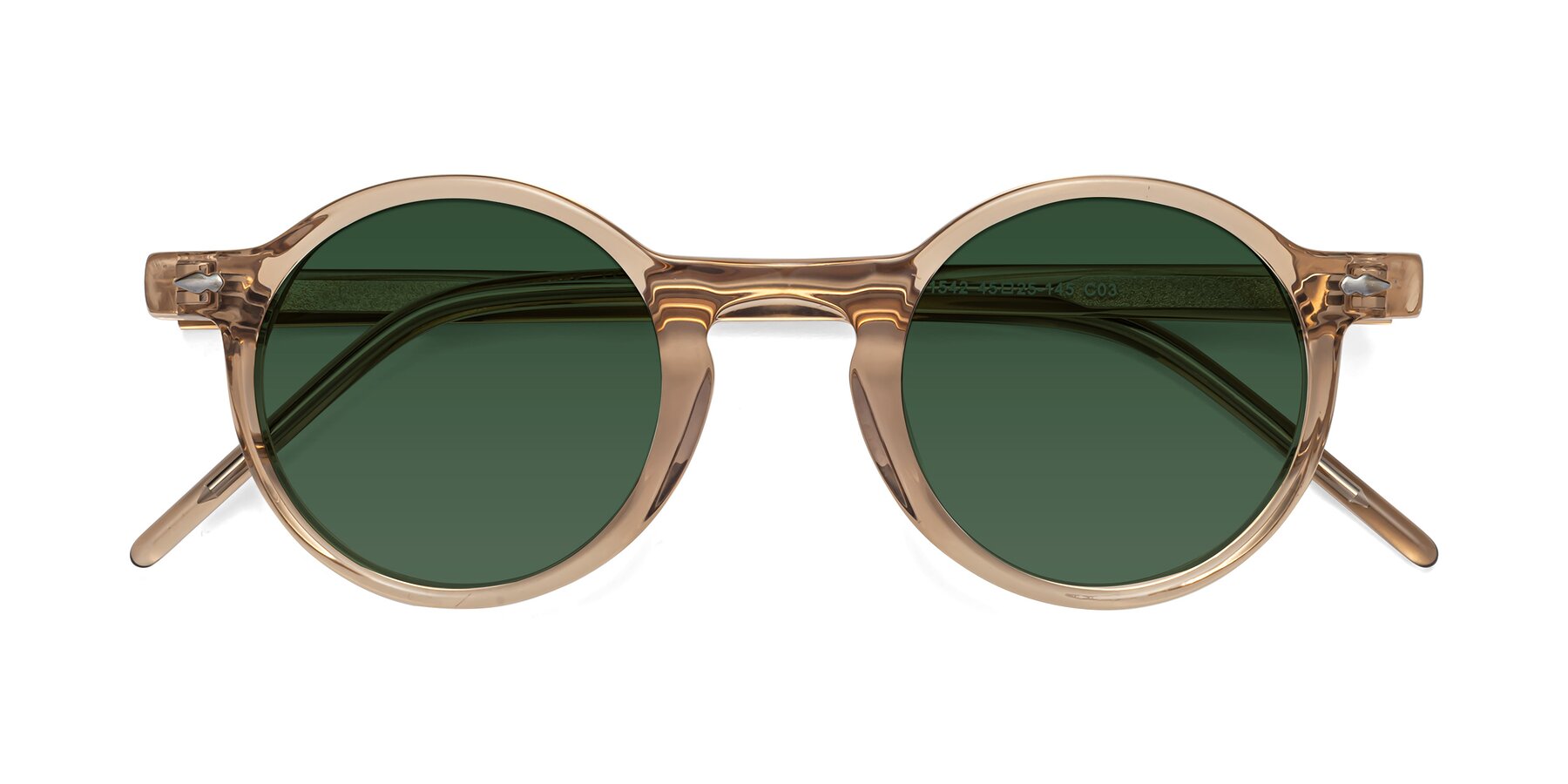Folded Front of 1542 in Caramel with Green Tinted Lenses