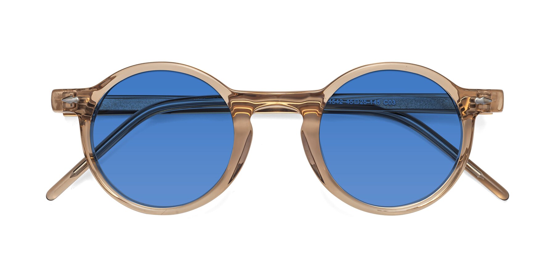 Folded Front of 1542 in Caramel with Blue Tinted Lenses