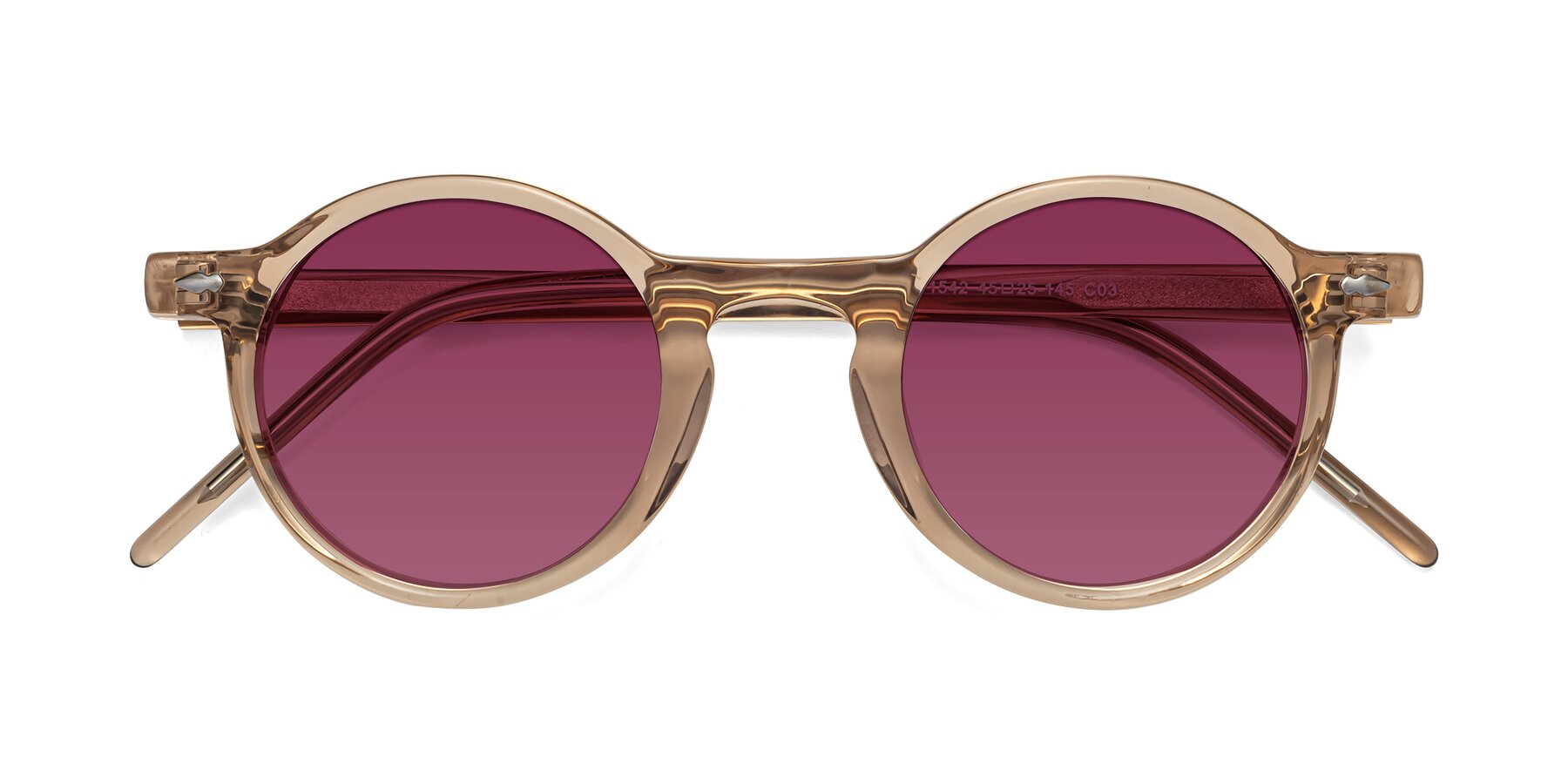 Folded Front of Marga in Caramel with Wine Tinted Lenses