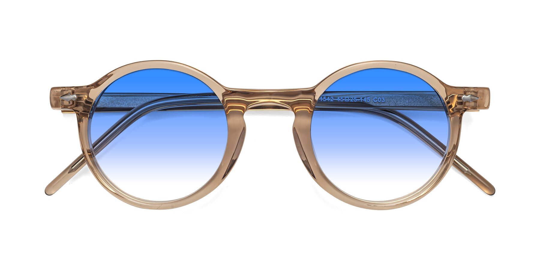 Folded Front of 1542 in Caramel with Blue Gradient Lenses