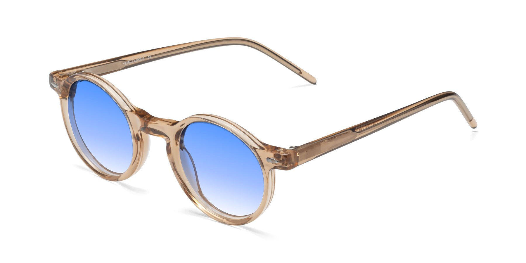 Angle of 1542 in Caramel with Blue Gradient Lenses