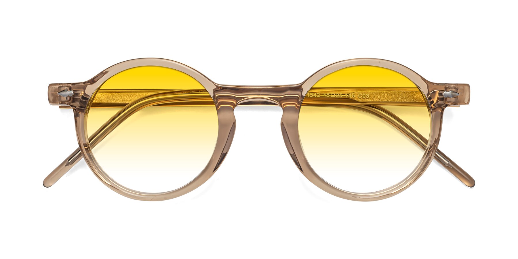 Folded Front of Marga in Caramel with Yellow Gradient Lenses