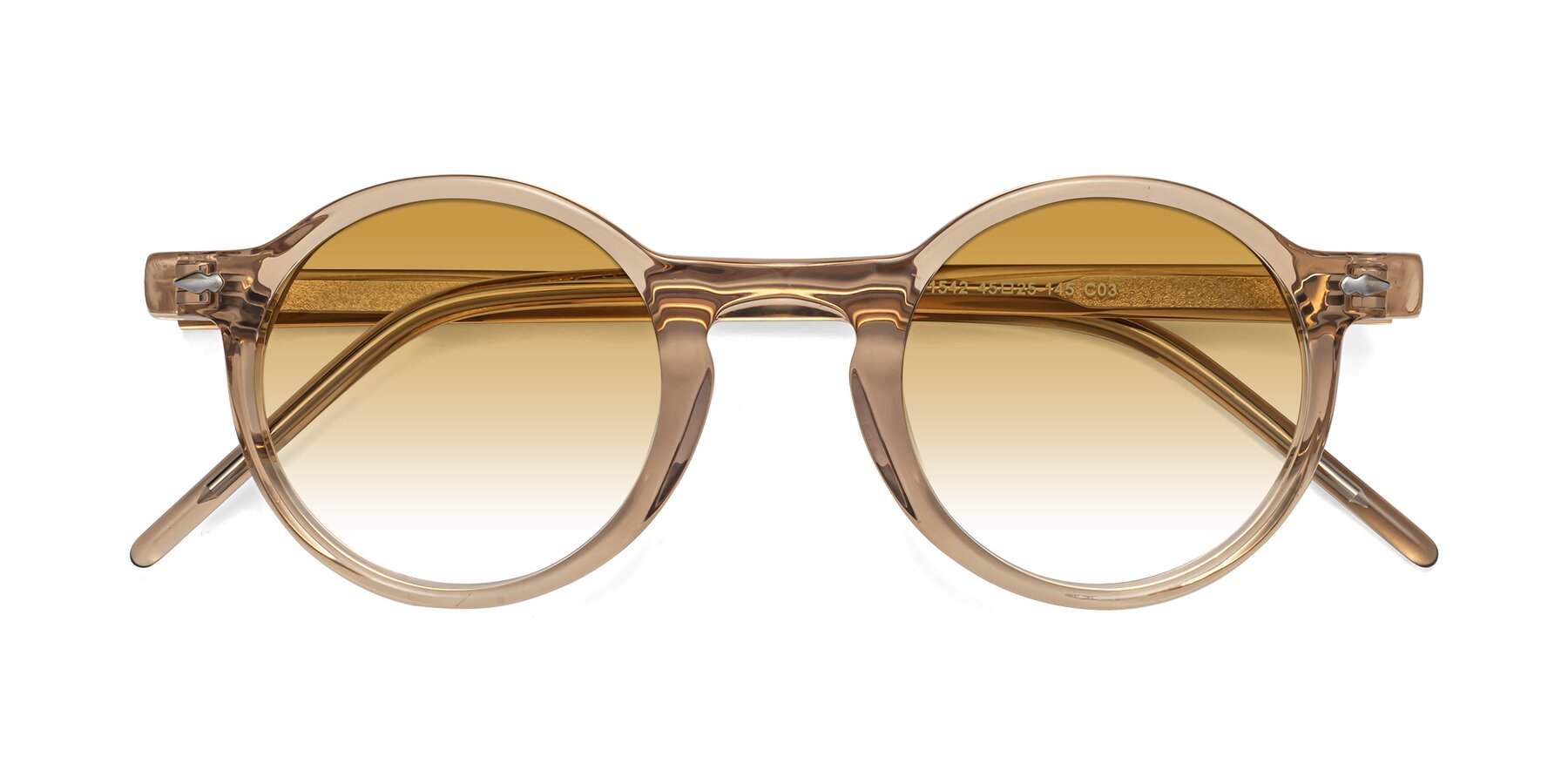 Folded Front of 1542 in Caramel with Champagne Gradient Lenses