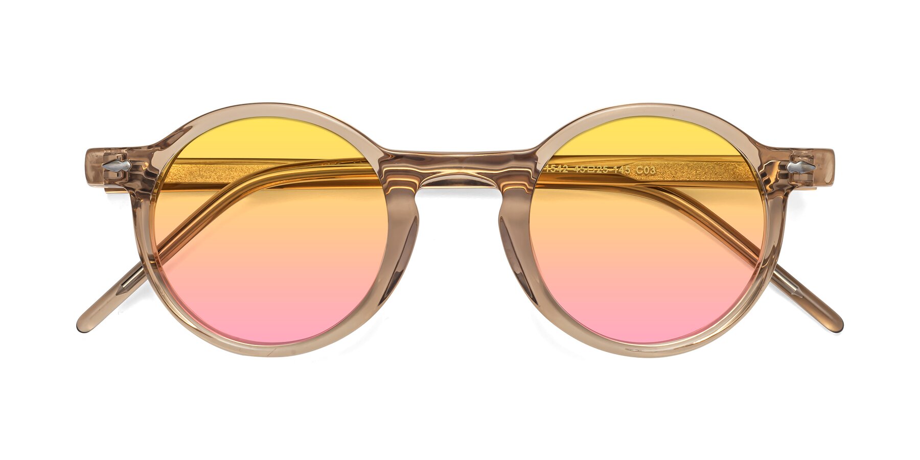 Folded Front of 1542 in Caramel with Yellow / Pink Gradient Lenses