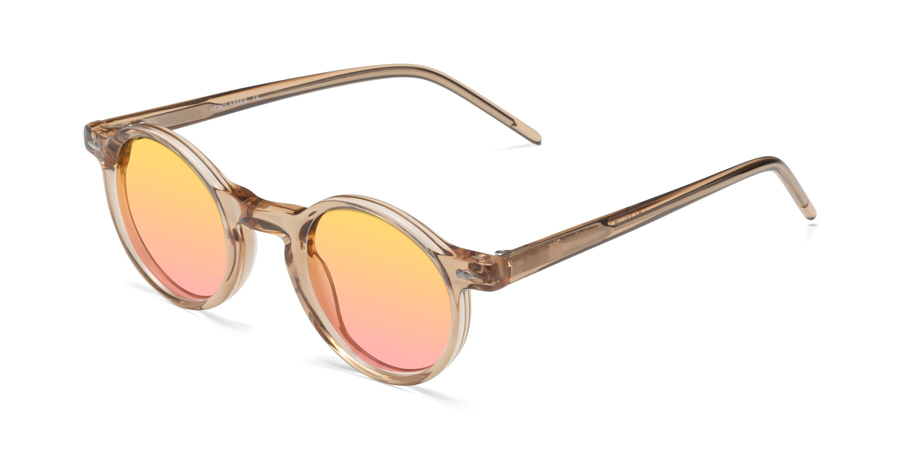 Angle of 1542 in Caramel with Yellow / Pink Gradient Lenses