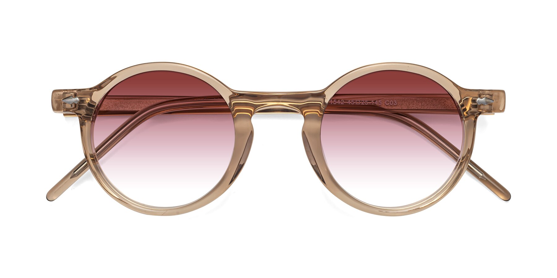 Folded Front of Marga in Caramel with Garnet Gradient Lenses