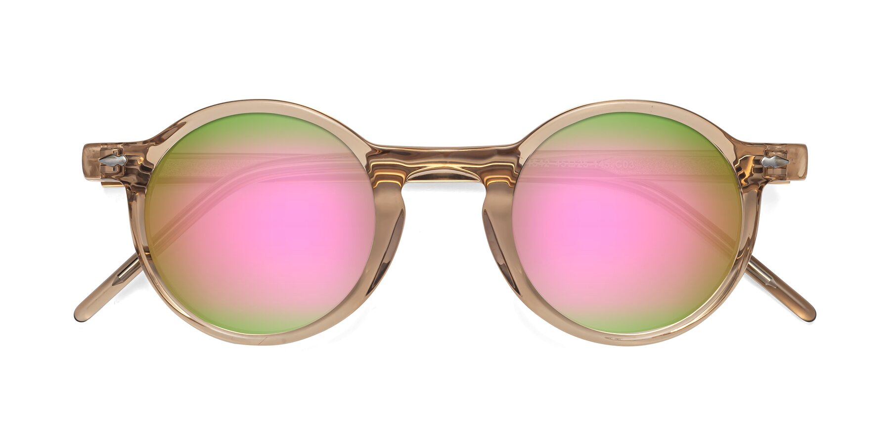 Folded Front of 1542 in Caramel with Pink Mirrored Lenses