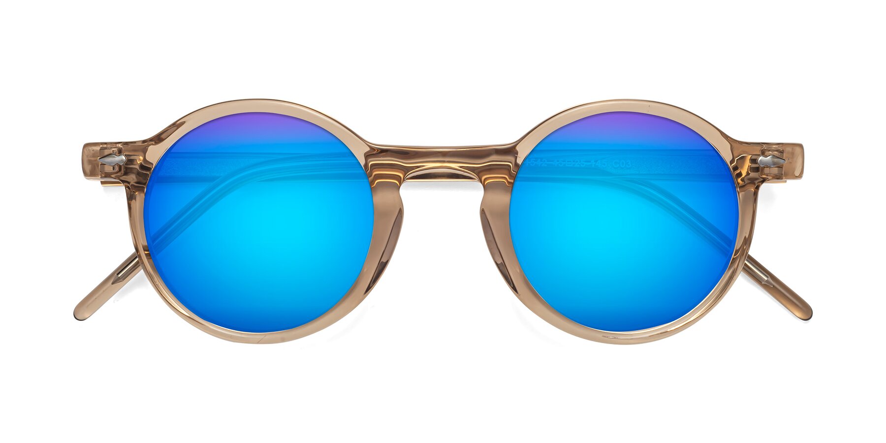 Folded Front of 1542 in Caramel with Blue Mirrored Lenses