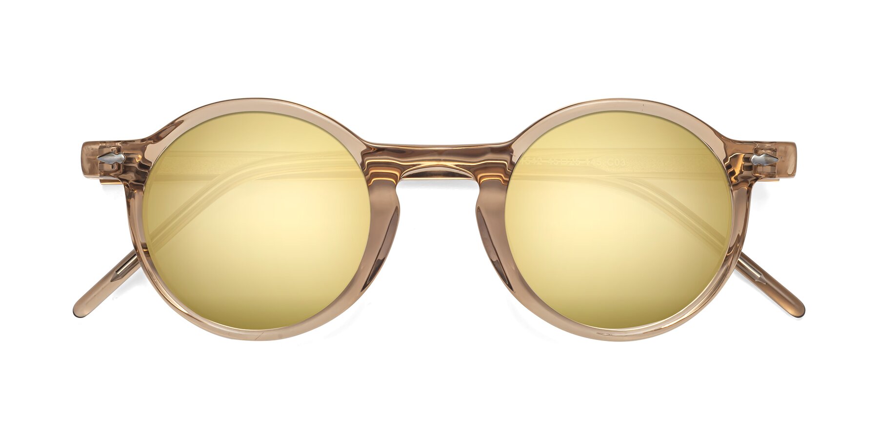 Folded Front of 1542 in Caramel with Gold Mirrored Lenses