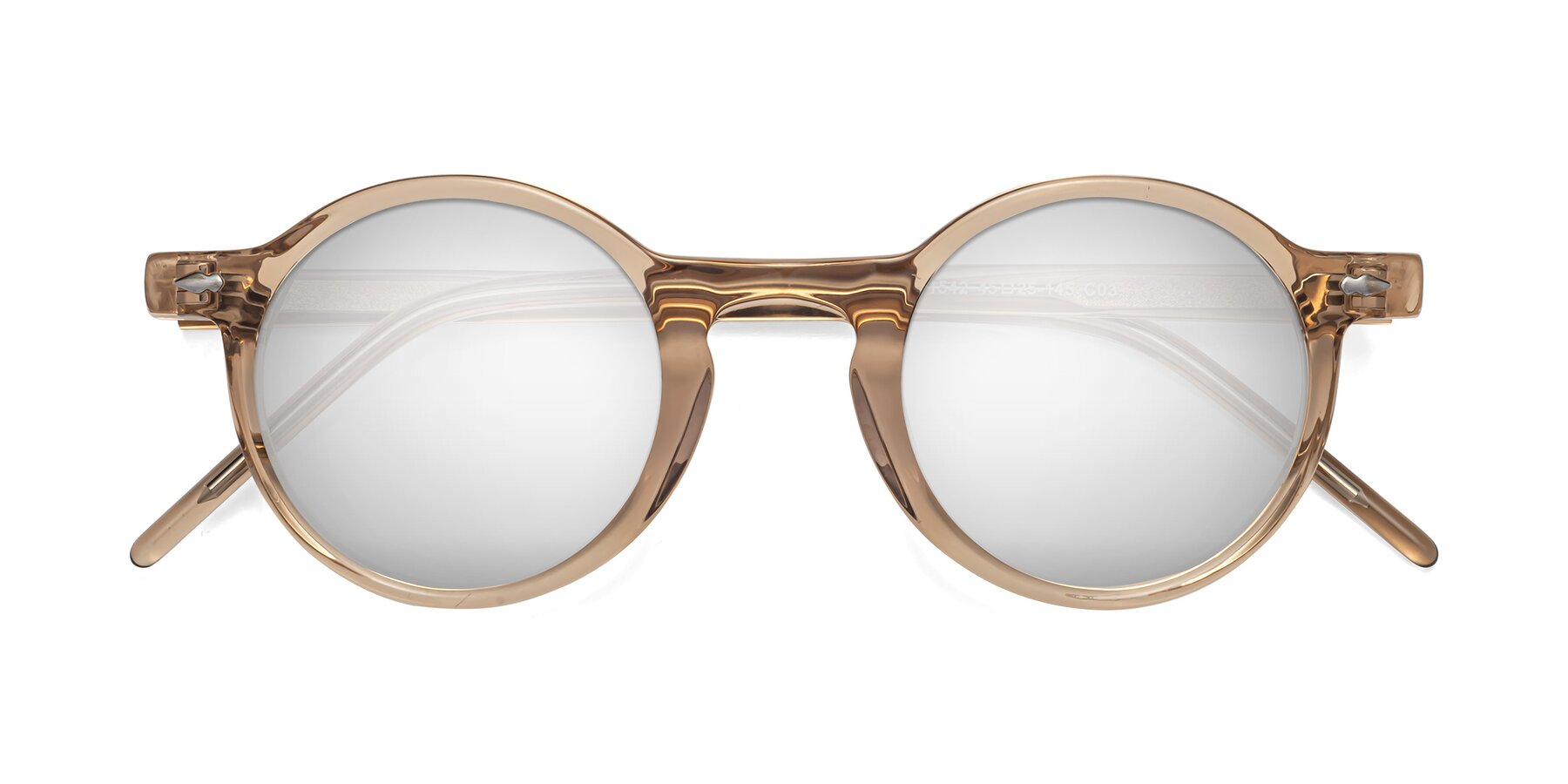 Folded Front of 1542 in Caramel with Silver Mirrored Lenses