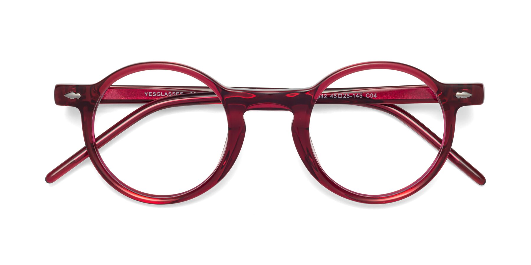 Folded Front of 1542 in Plum with Clear Blue Light Blocking Lenses