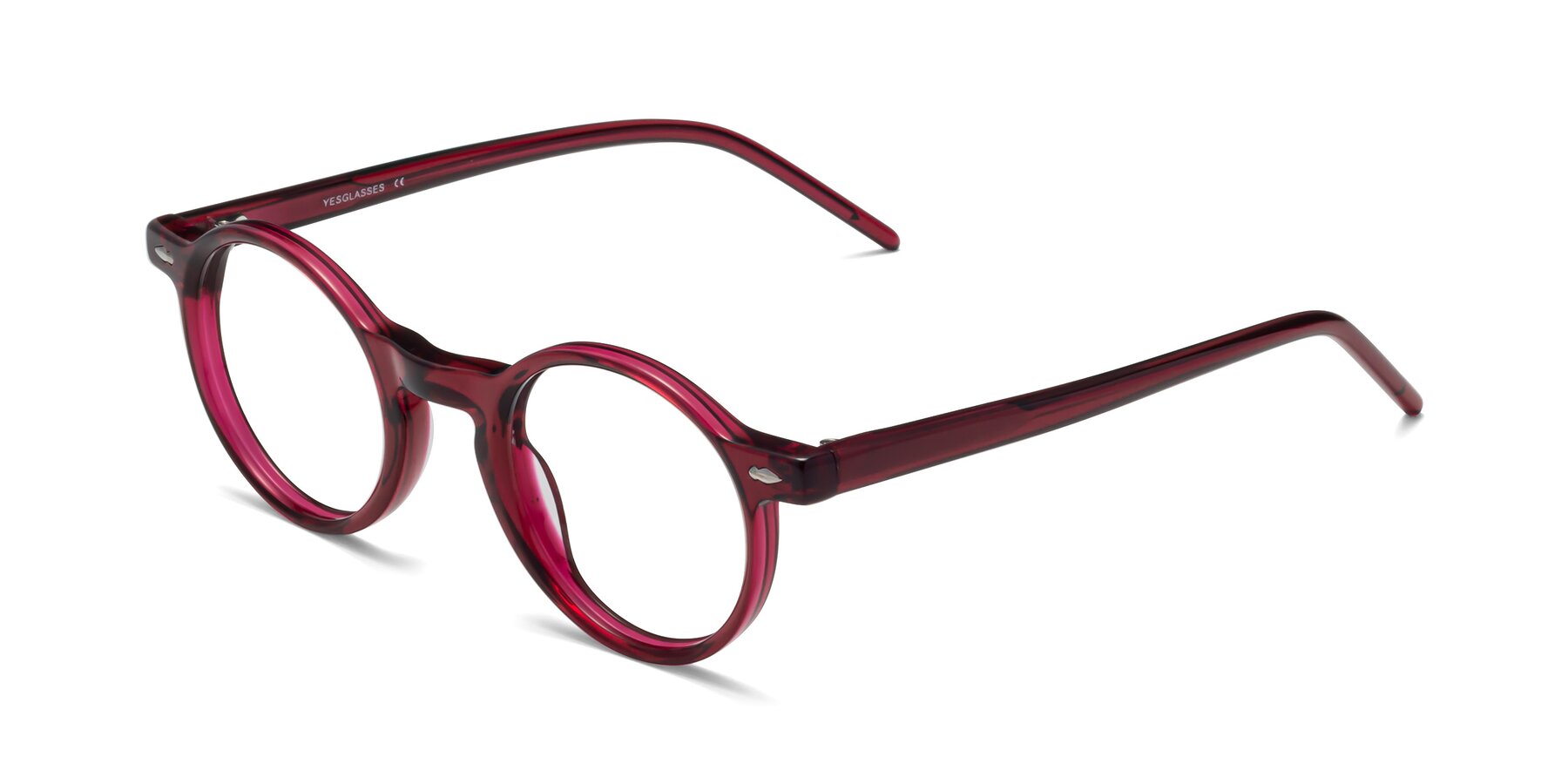 Angle of 1542 in Plum with Clear Reading Eyeglass Lenses
