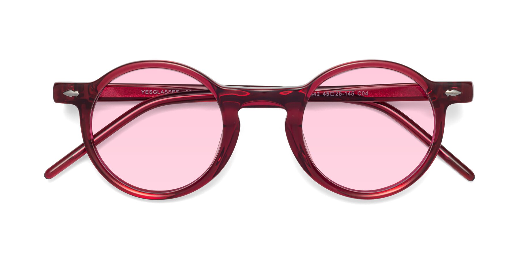 Folded Front of 1542 in Plum with Light Pink Tinted Lenses