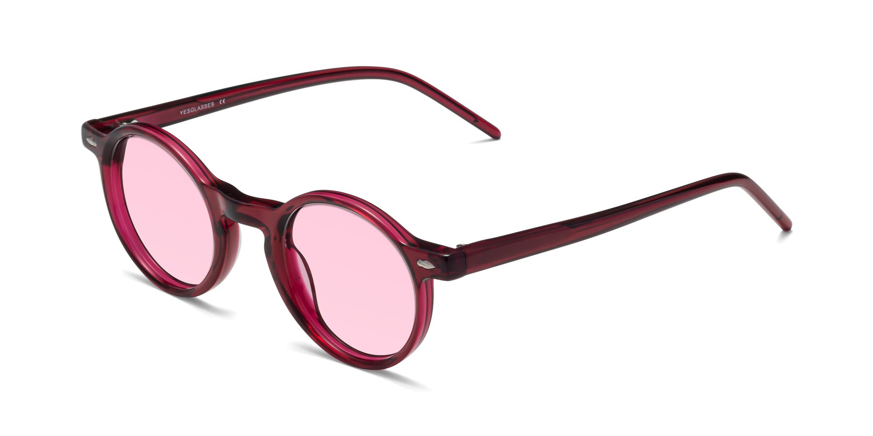 Angle of 1542 in Plum with Light Pink Tinted Lenses