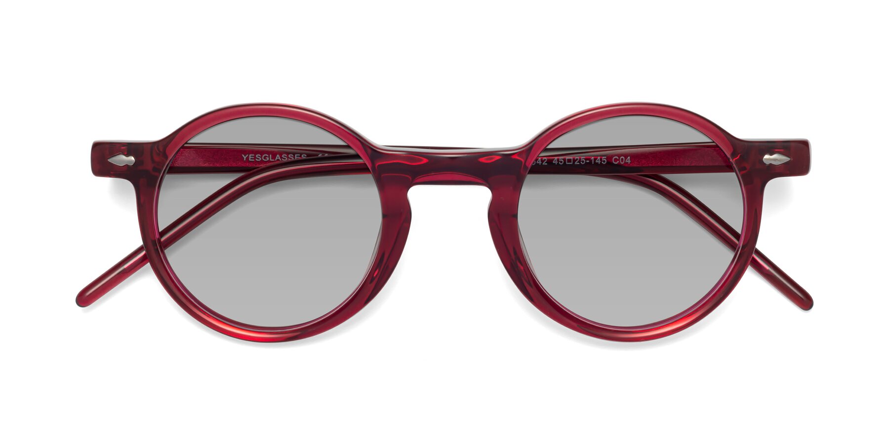 Folded Front of 1542 in Plum with Light Gray Tinted Lenses
