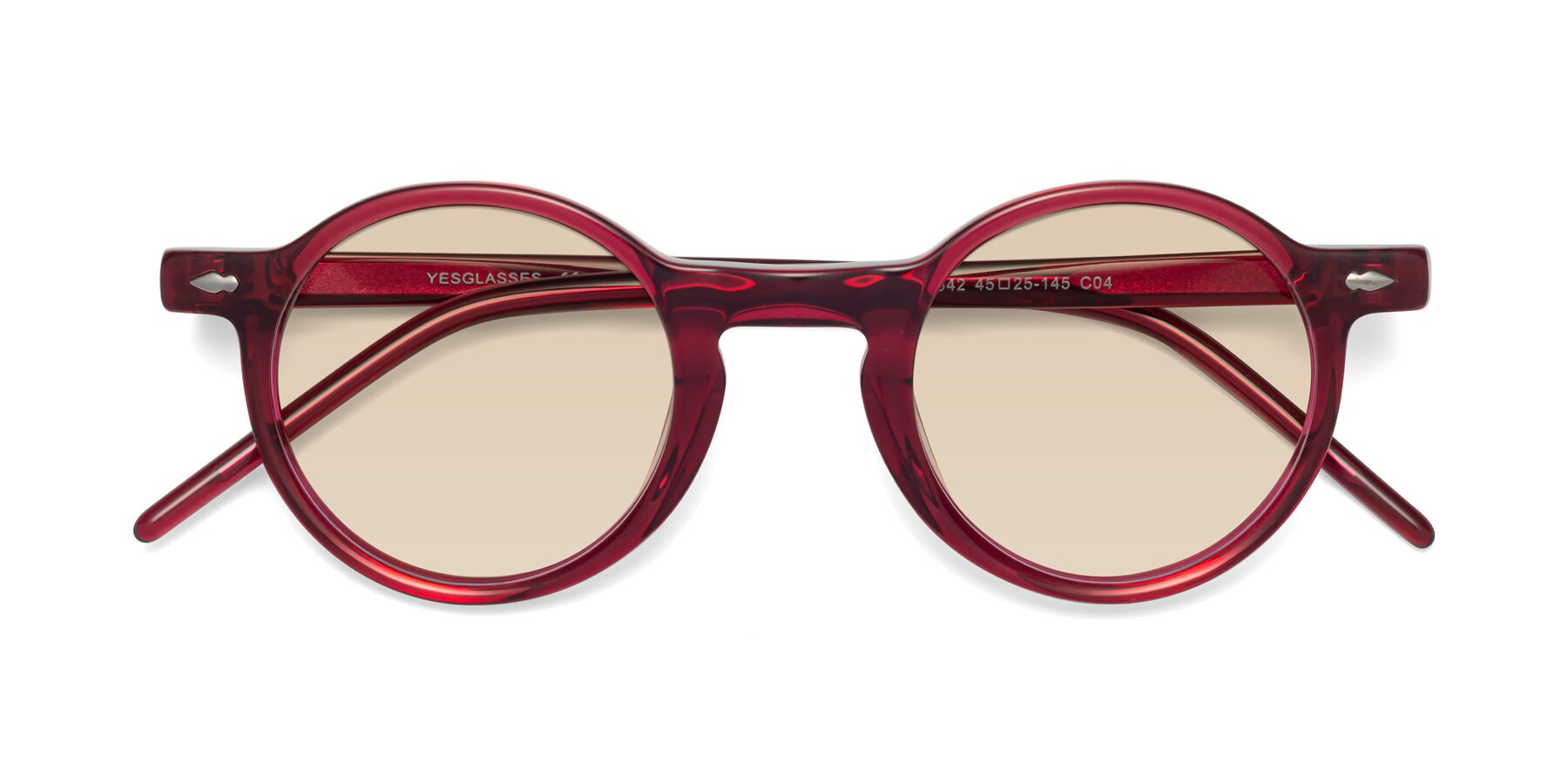 Folded Front of 1542 in Plum with Light Brown Tinted Lenses