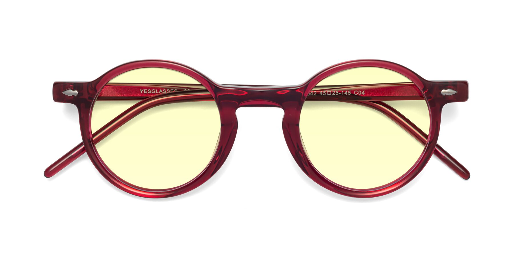 Folded Front of 1542 in Plum with Light Yellow Tinted Lenses
