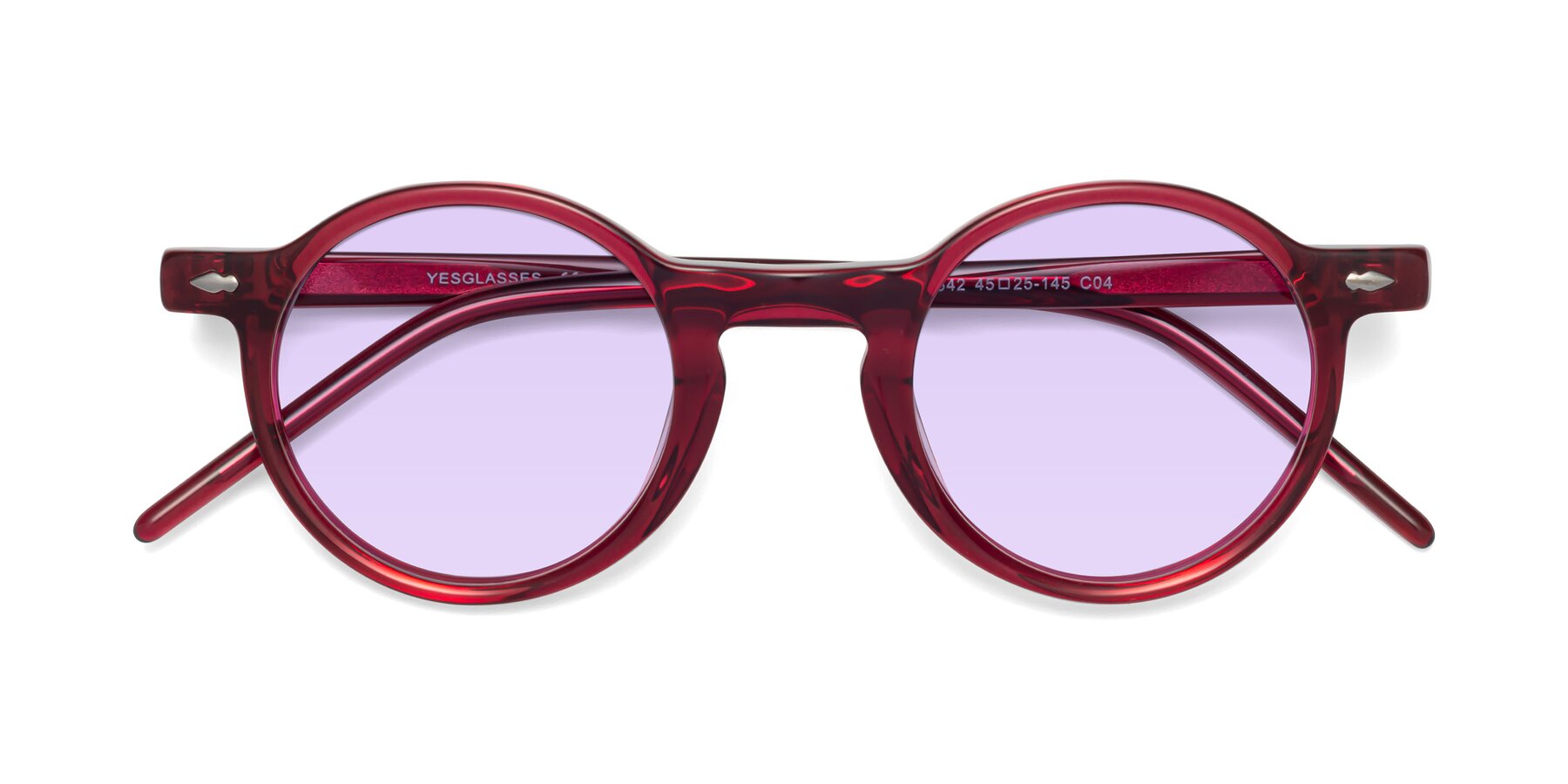 Folded Front of 1542 in Plum with Light Purple Tinted Lenses