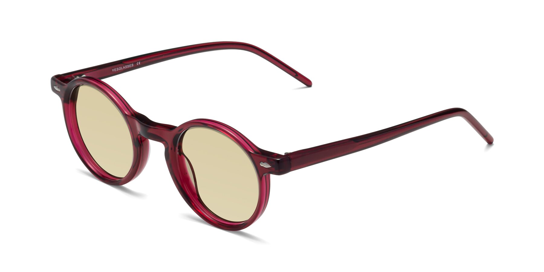 Angle of 1542 in Plum with Light Champagne Tinted Lenses