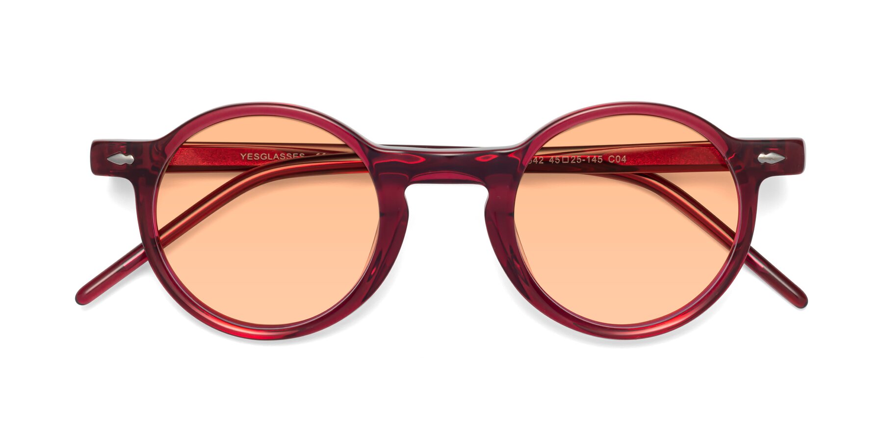Folded Front of 1542 in Plum with Light Orange Tinted Lenses