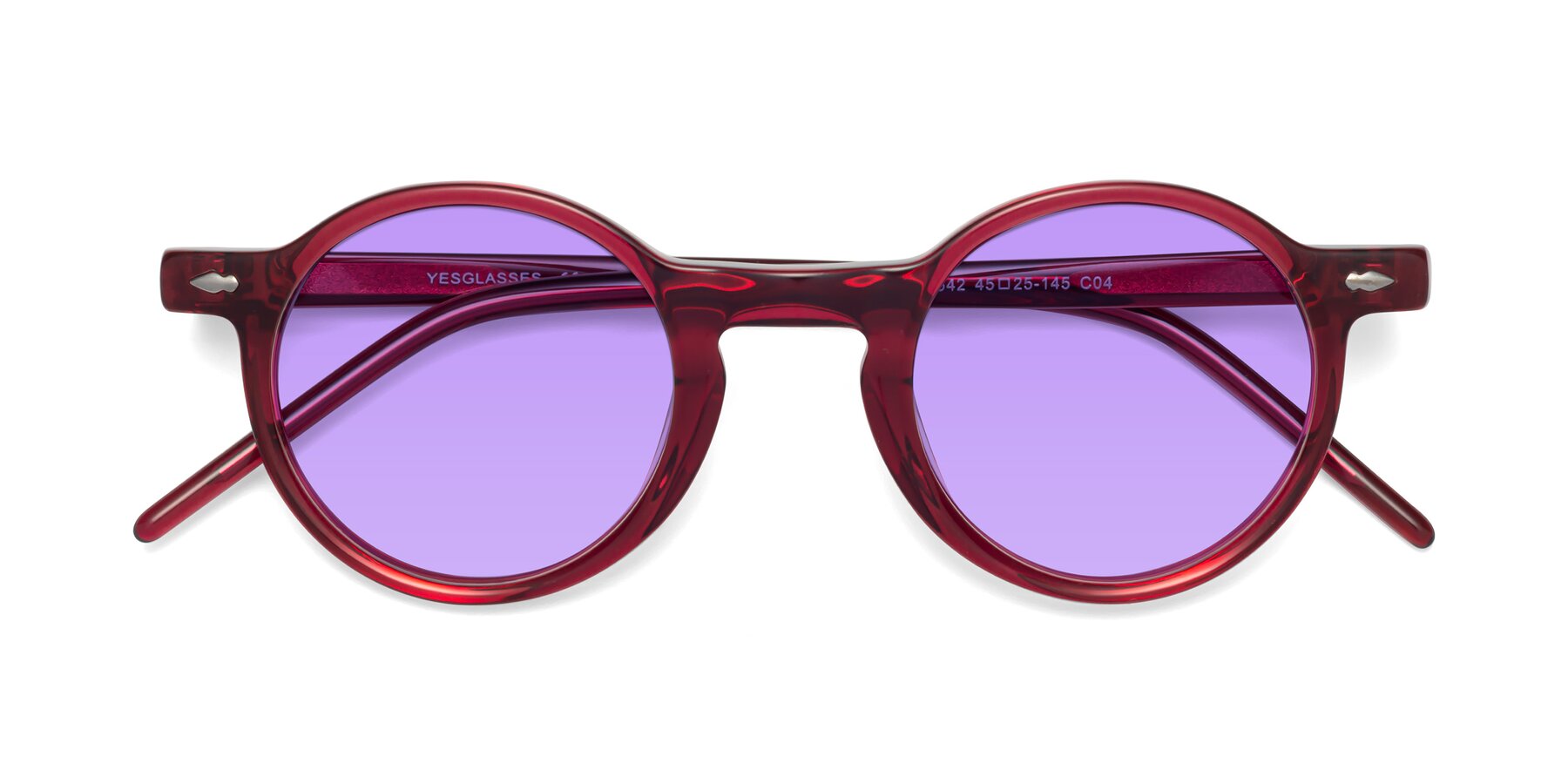 Folded Front of 1542 in Plum with Medium Purple Tinted Lenses
