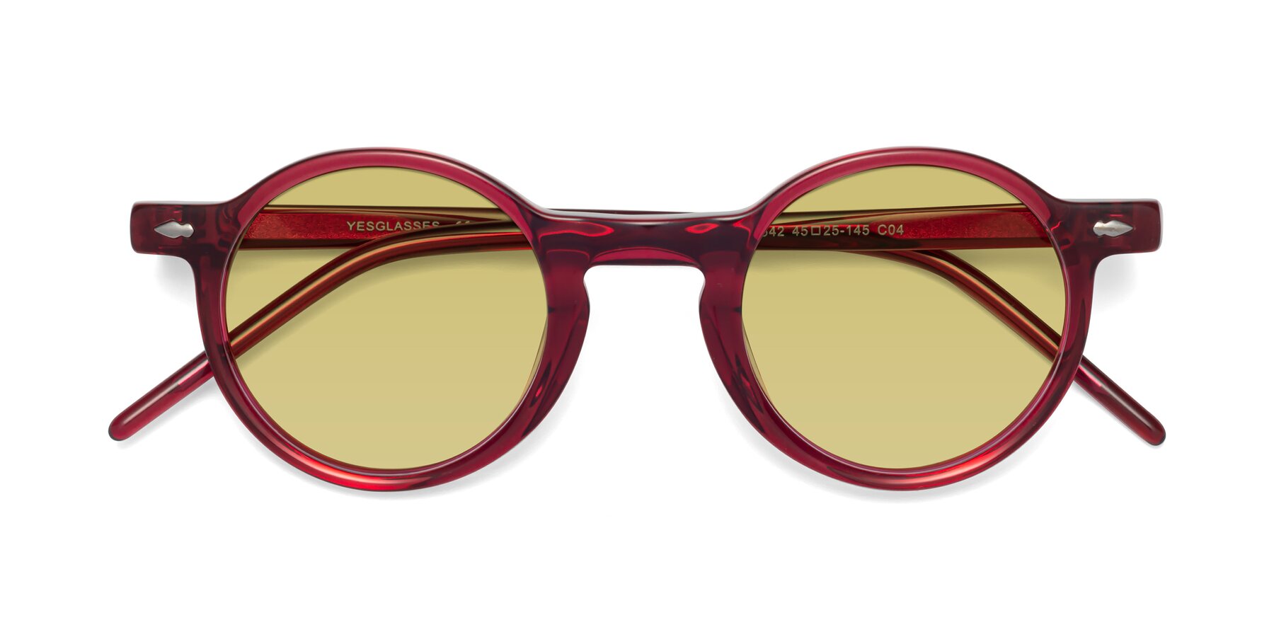 Folded Front of 1542 in Plum with Medium Champagne Tinted Lenses