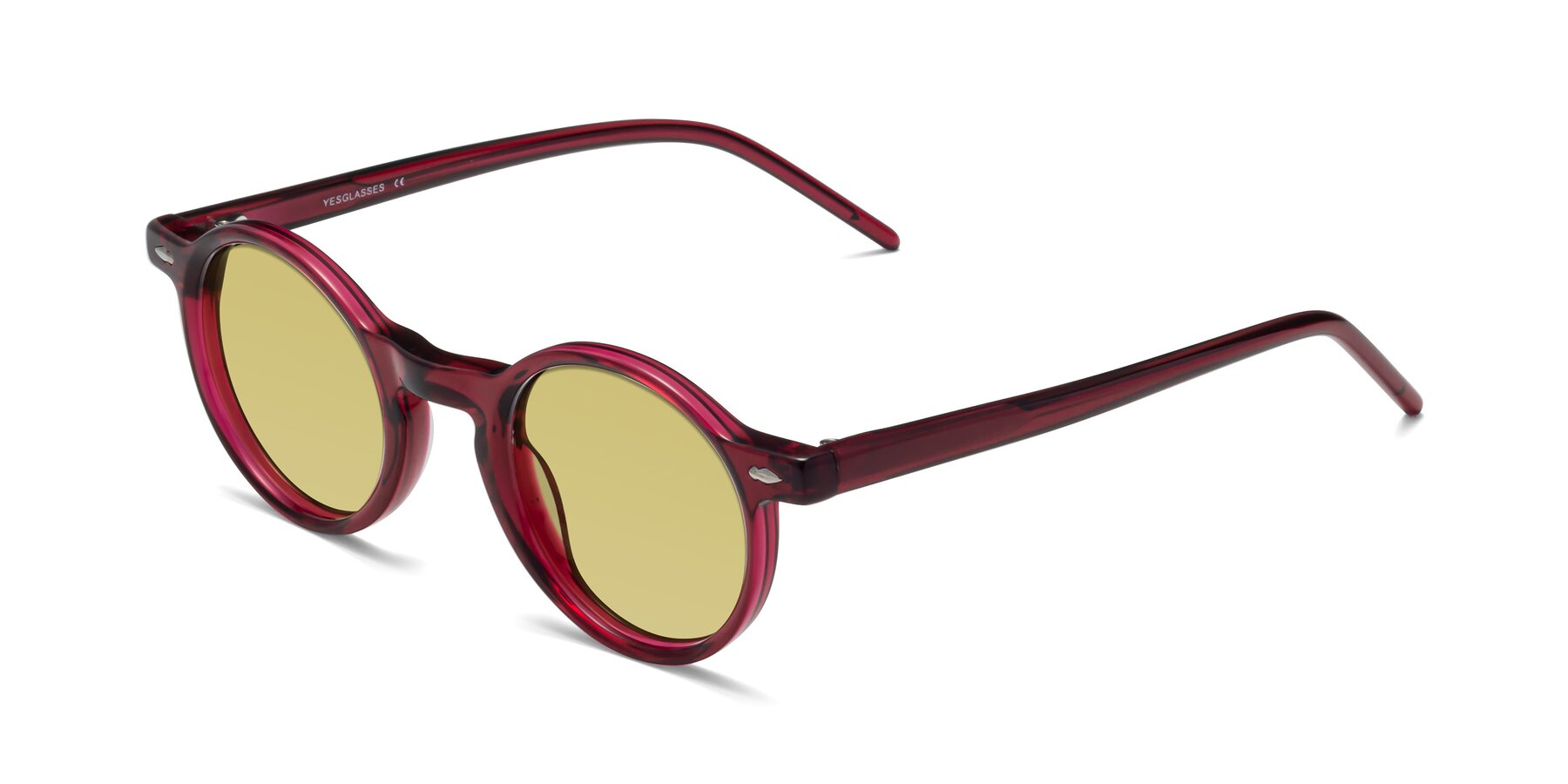Angle of 1542 in Plum with Medium Champagne Tinted Lenses