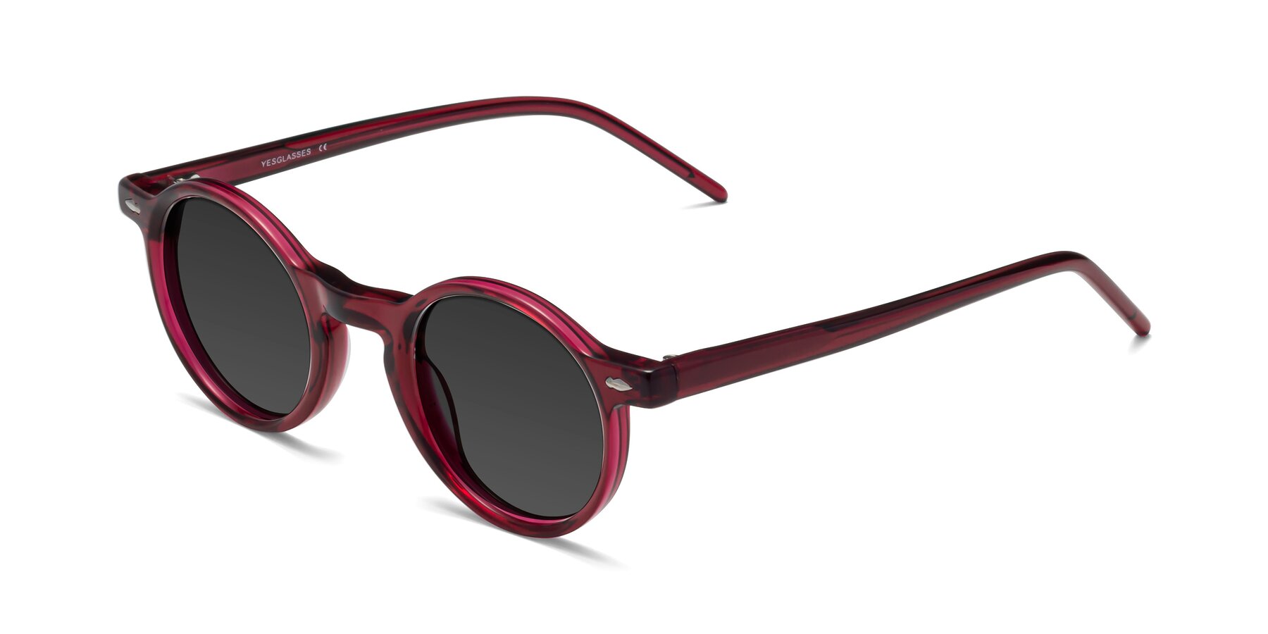 Angle of 1542 in Plum with Gray Tinted Lenses