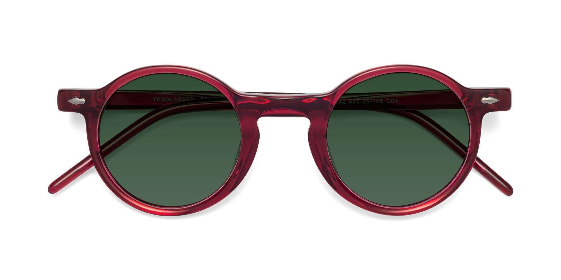 Folded Front of 1542 in Plum with Green Tinted Lenses