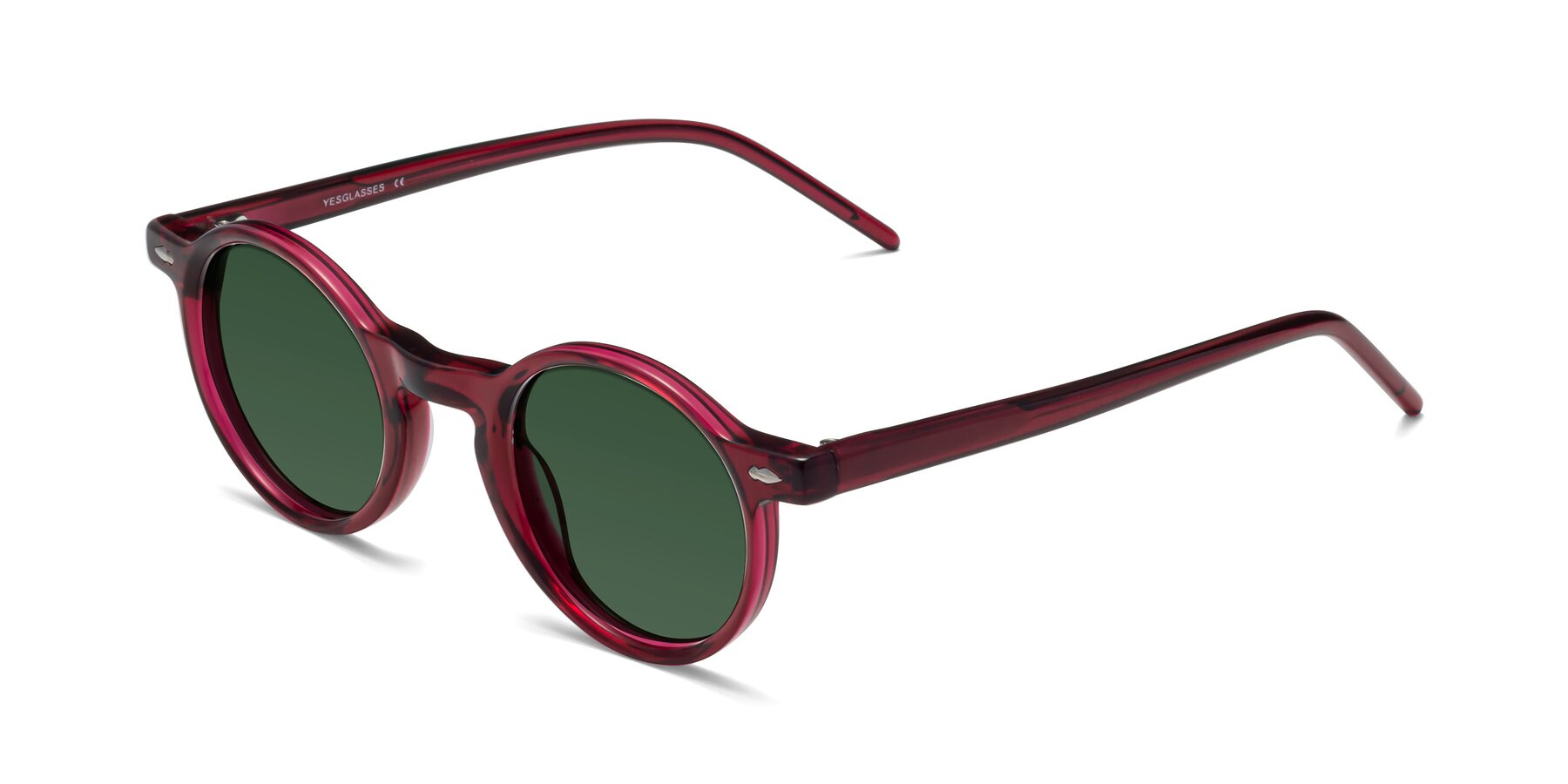 Angle of 1542 in Plum with Green Tinted Lenses