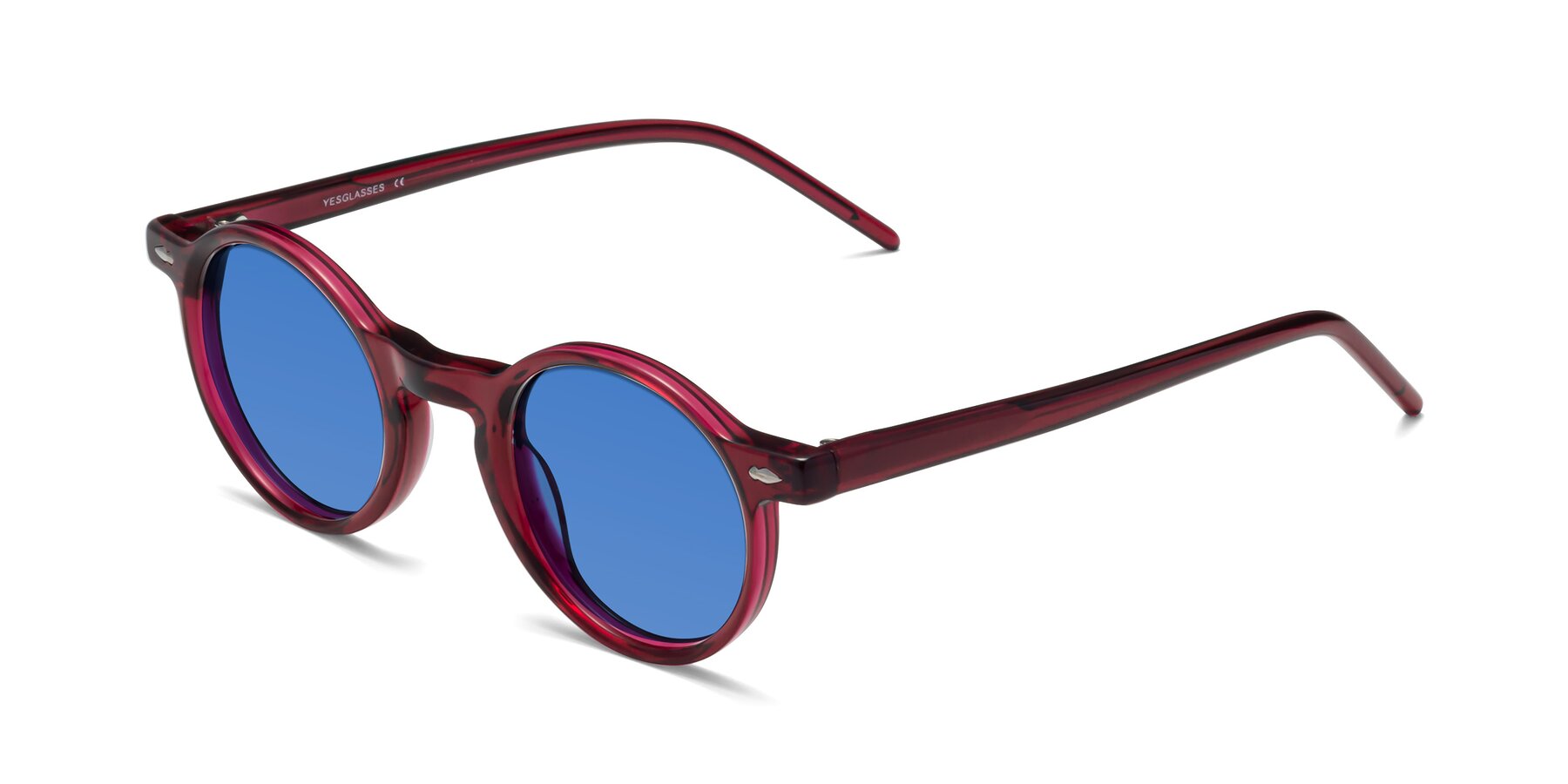 Angle of 1542 in Plum with Blue Tinted Lenses