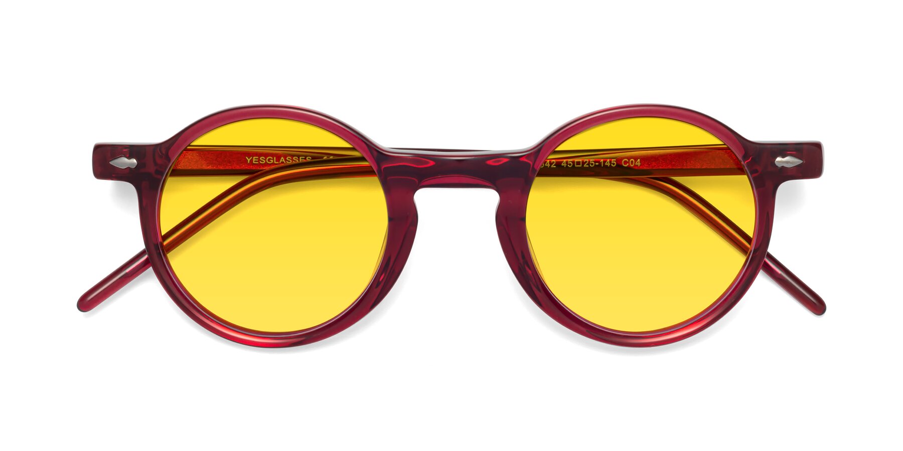 Folded Front of 1542 in Plum with Yellow Tinted Lenses