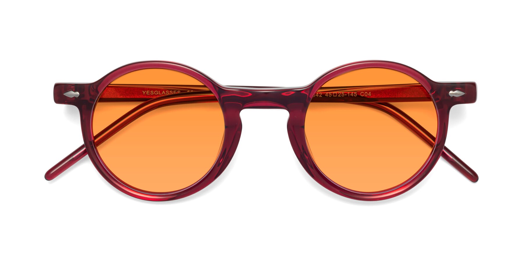 Folded Front of 1542 in Plum with Orange Tinted Lenses