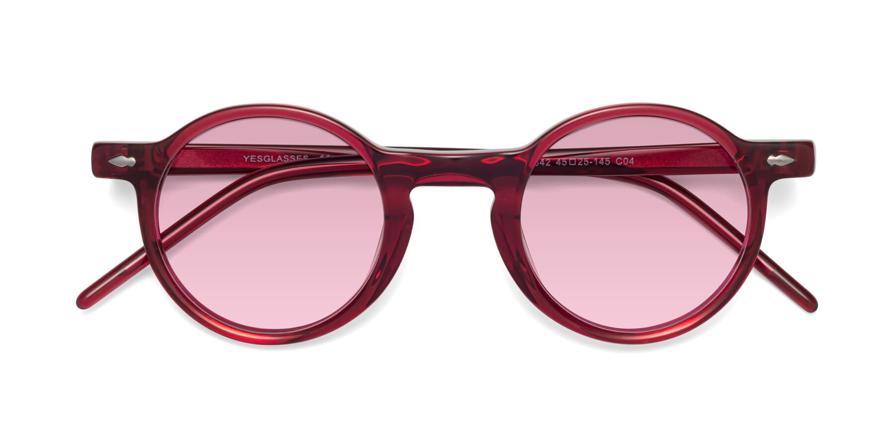 Folded Front of Marga in Plum with Light Wine Tinted Lenses