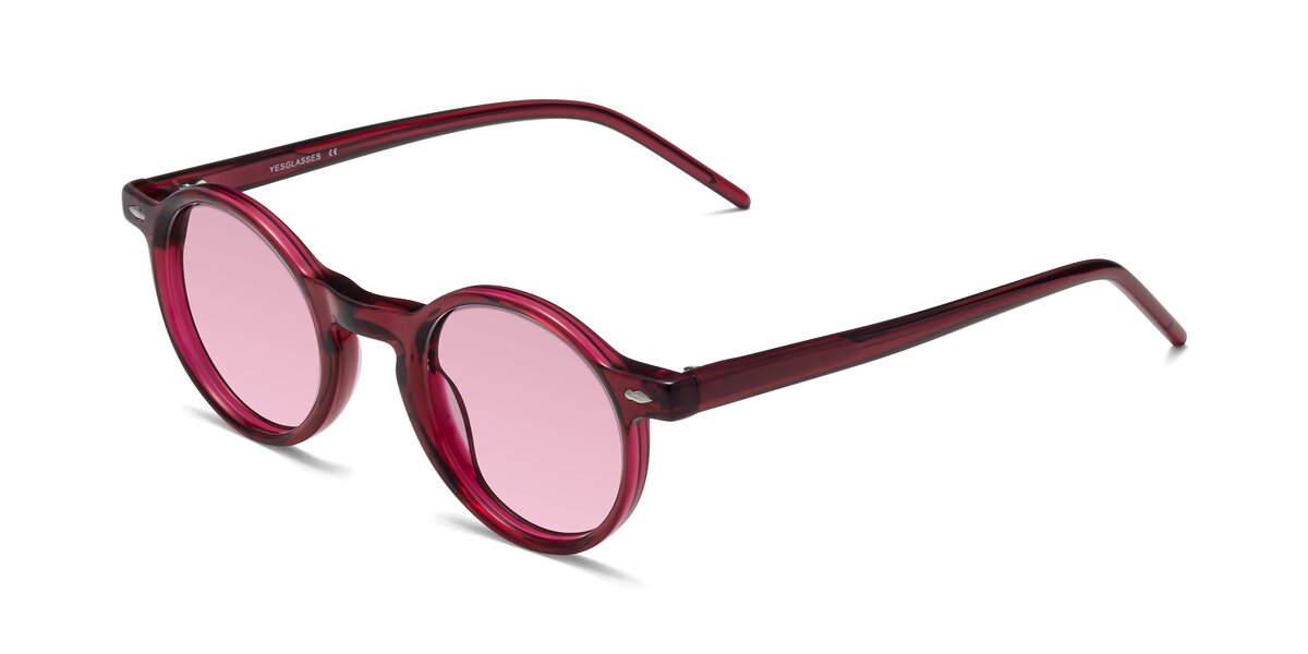Plum Keyhole Bridge Retro-Vintage Round Tinted Sunglasses with Light ...