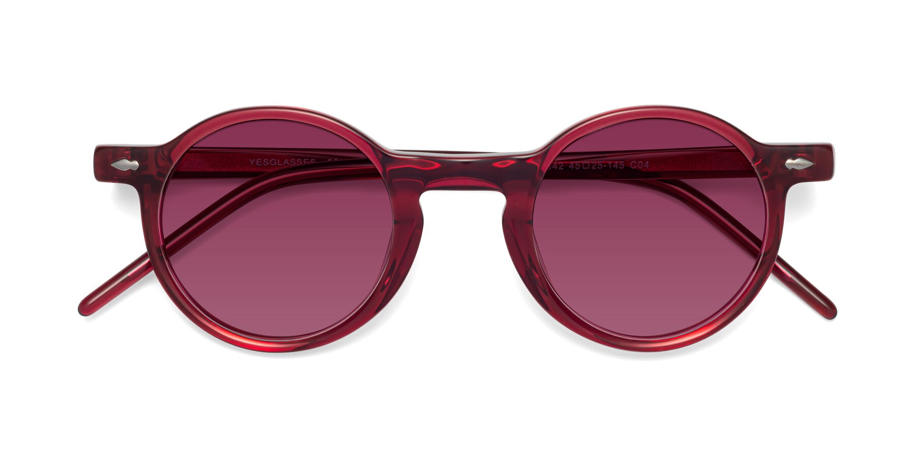 Folded Front of Marga in Plum with Wine Tinted Lenses