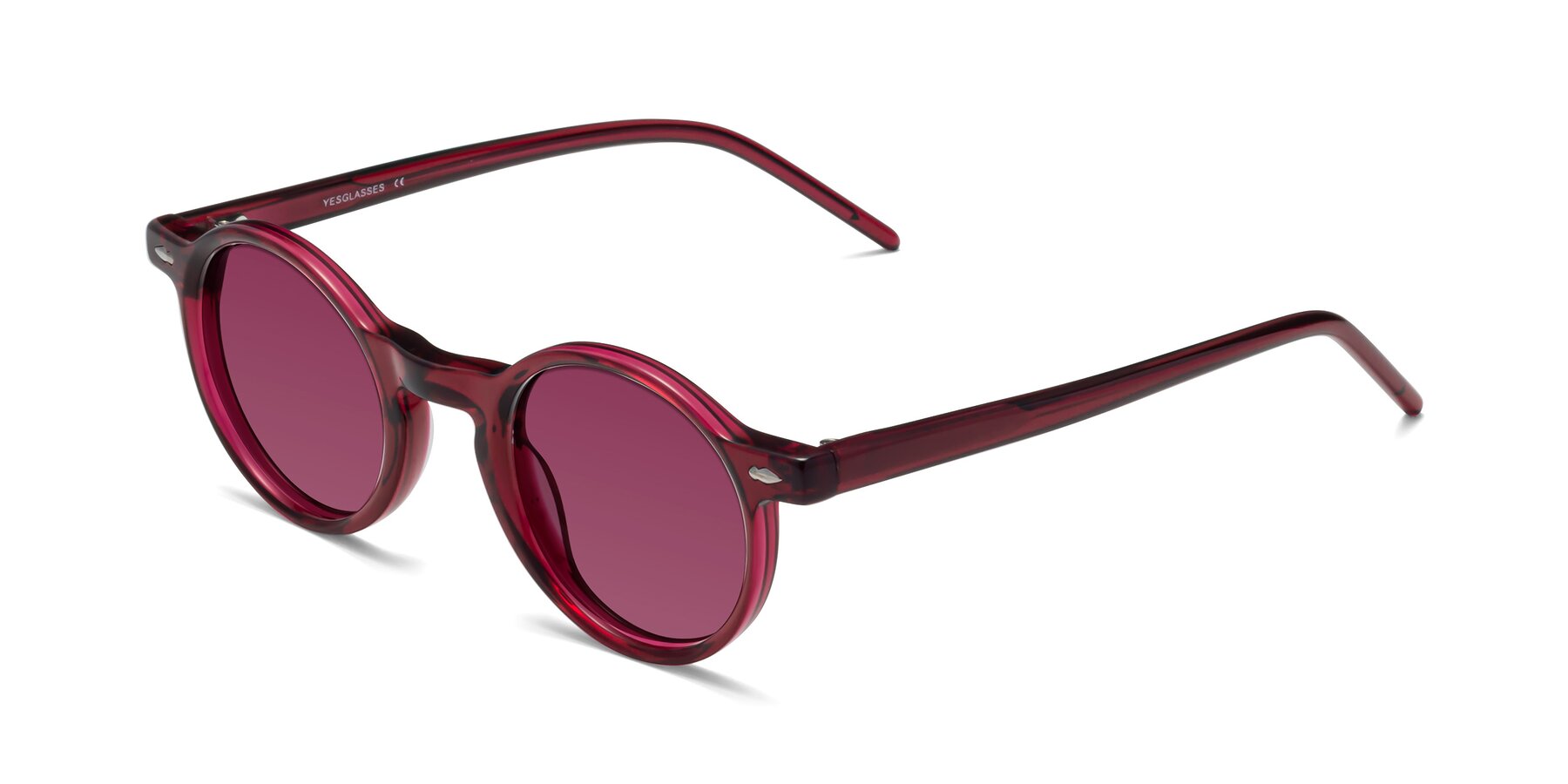 Angle of Marga in Plum with Wine Tinted Lenses