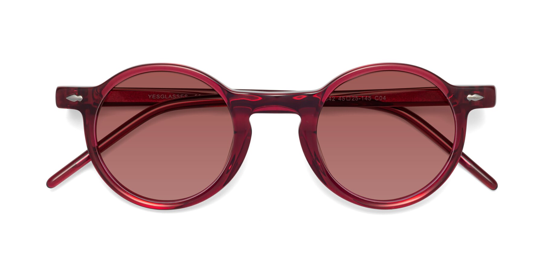 Folded Front of Marga in Plum with Garnet Tinted Lenses