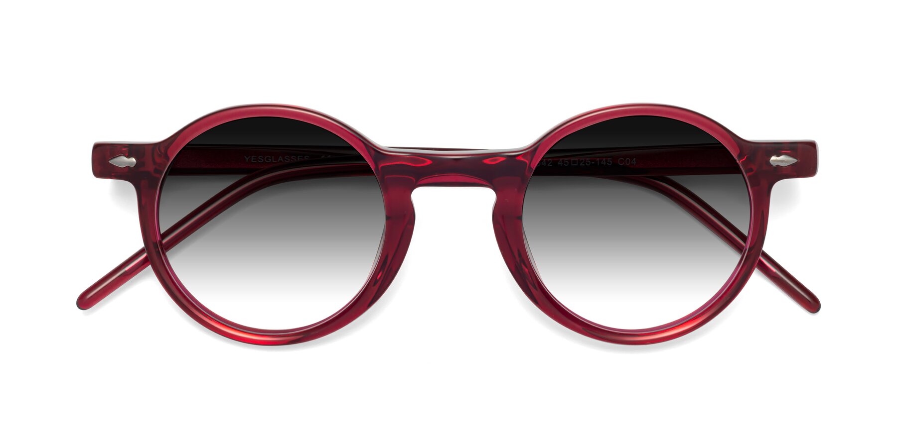 Folded Front of 1542 in Plum with Gray Gradient Lenses