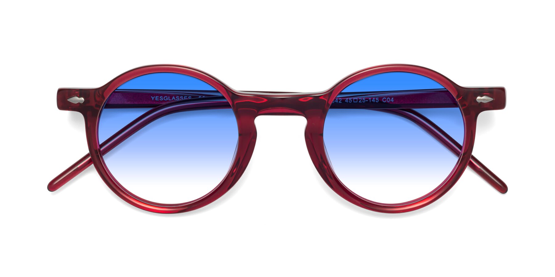 Folded Front of 1542 in Plum with Blue Gradient Lenses