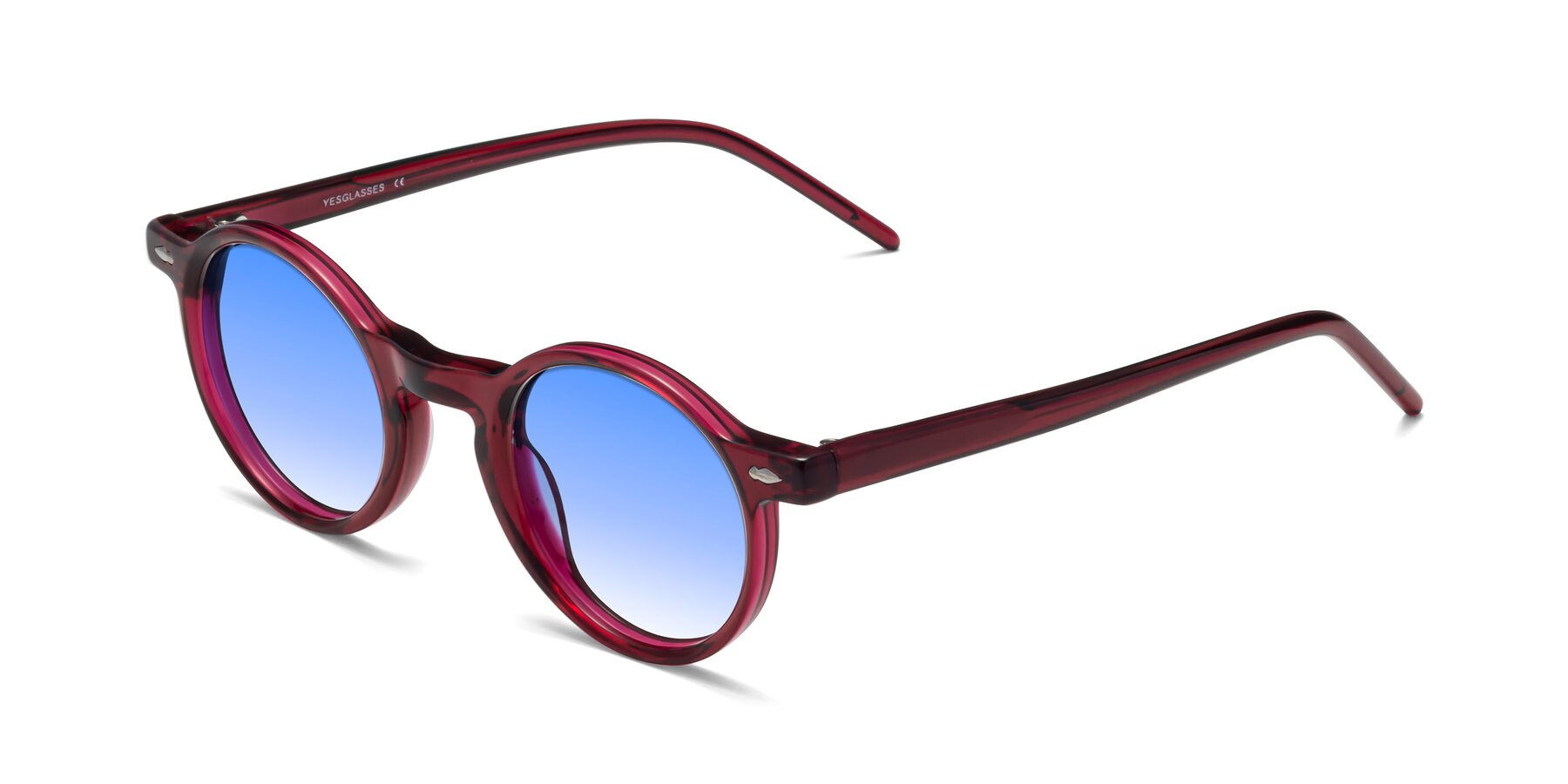 Angle of 1542 in Plum with Blue Gradient Lenses