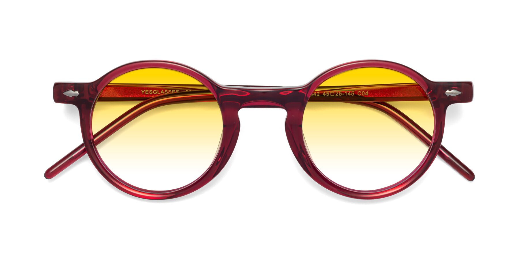 Folded Front of Marga in Plum with Yellow Gradient Lenses