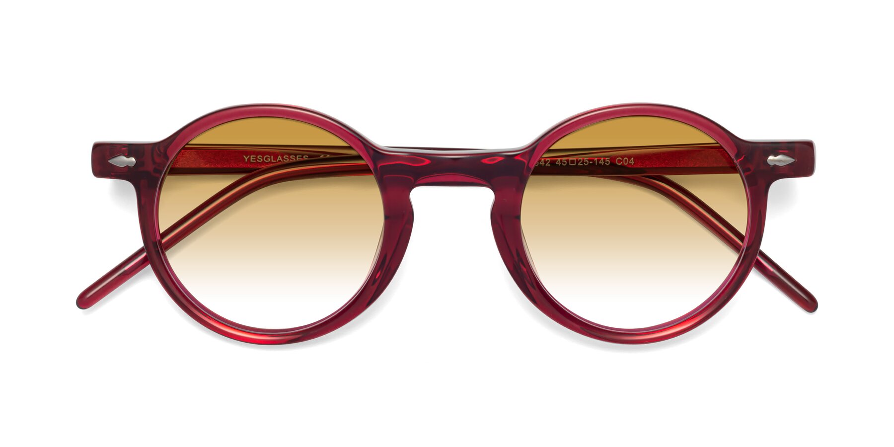 Folded Front of 1542 in Plum with Champagne Gradient Lenses